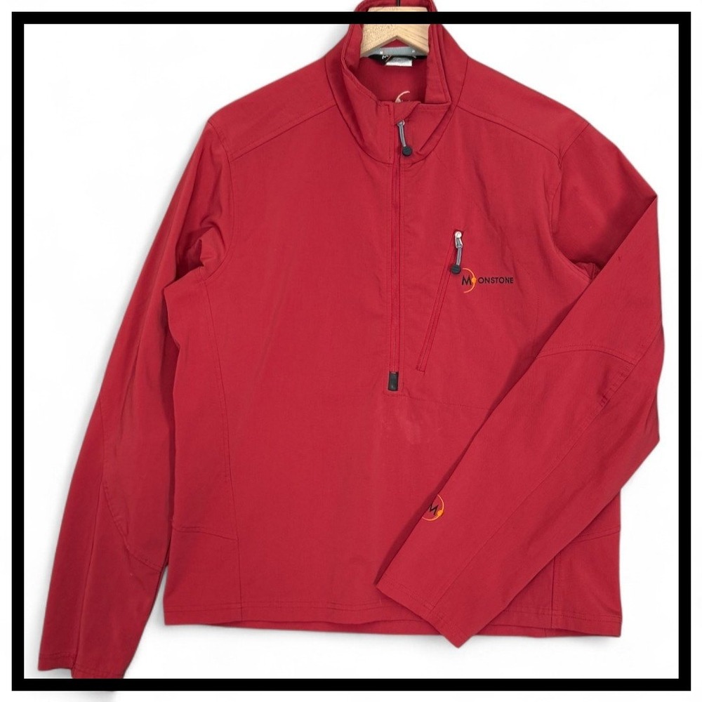 Moonstone Vintage 90s Softshell 1/2 Zip Pullover Jacket Red Y2K Gorpcore Mens L‎